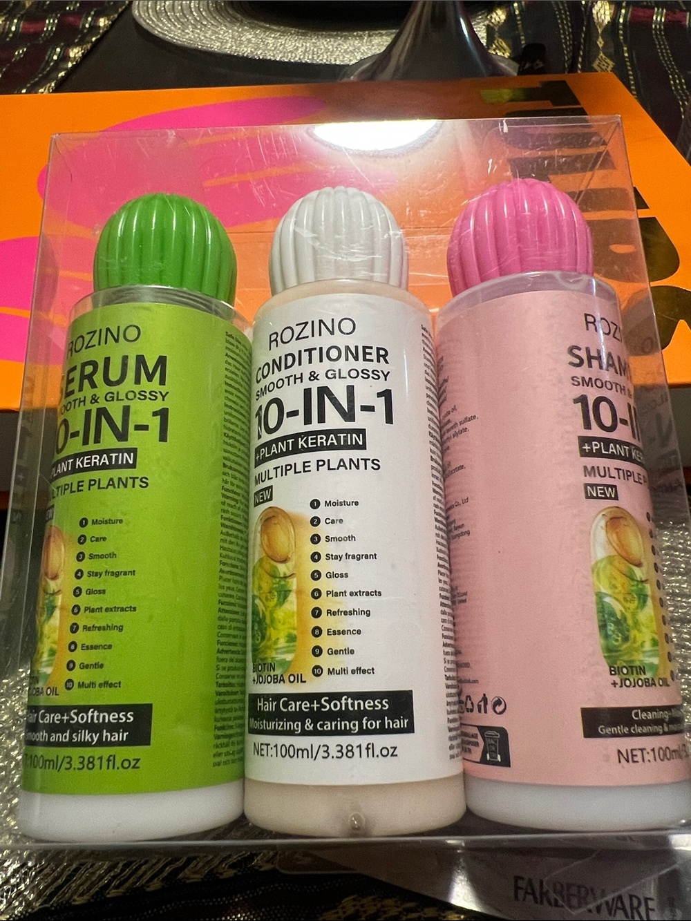 10-in-1 Hair Care Set – Green, White & Pink